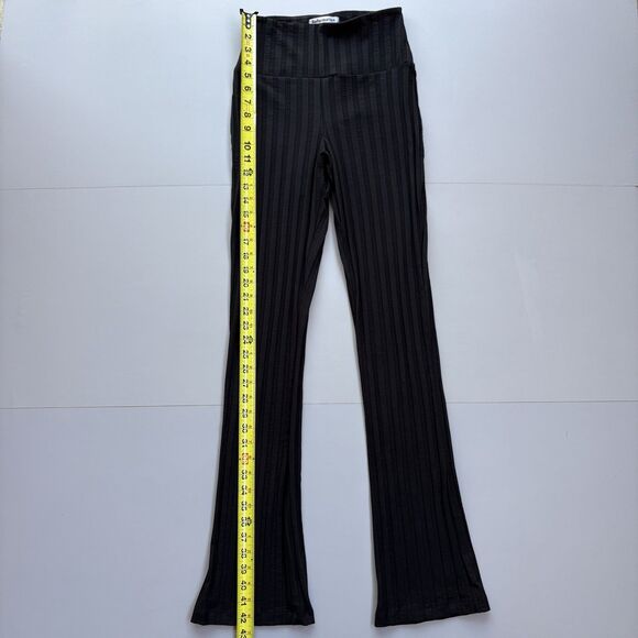 REFORMATION Women's XS Black Ribbed Flare Pull-On Pants Tencel Lyocell High Rise - Picture 5 of 12